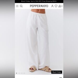 Peppermayo Women's White Wide-Leg Pants - Oatmeal